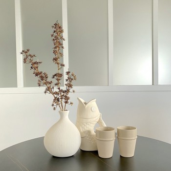 Vase céramique blanc cassé
