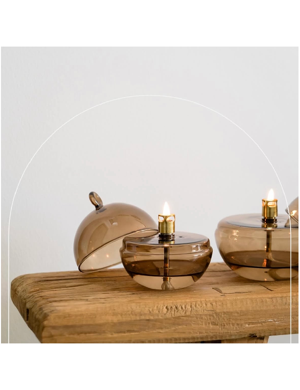 Lampe à huile demi-sphère bronze