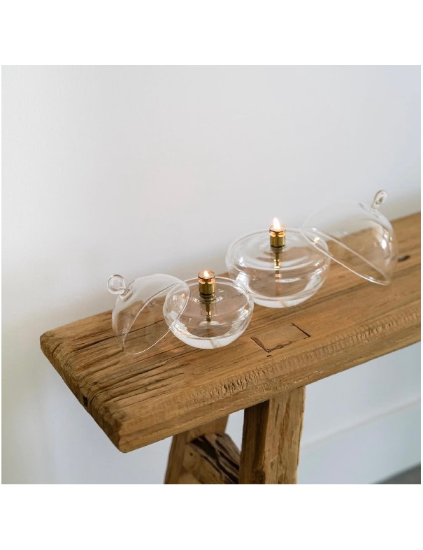 Lampe à huile demi-sphère transparente