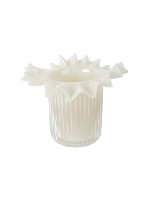 Vase froufrou blanc cassé