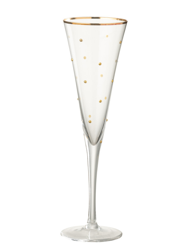 Flûte à champagne pois dorés