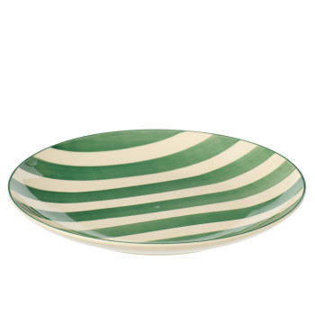 Assiette plate rayée vert & blanc