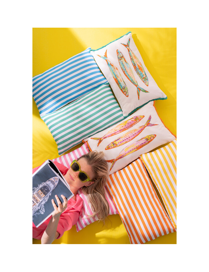 Coussin d'extérieur à rayures