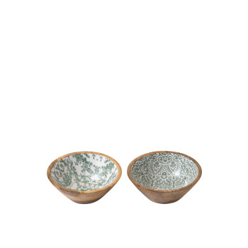 saladier en manguier motifs verts