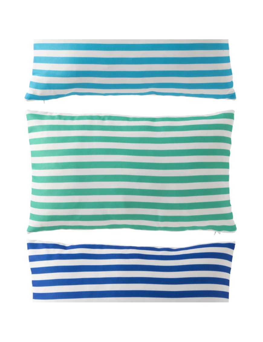 Coussin d'extérieur à rayures nuance de bleu