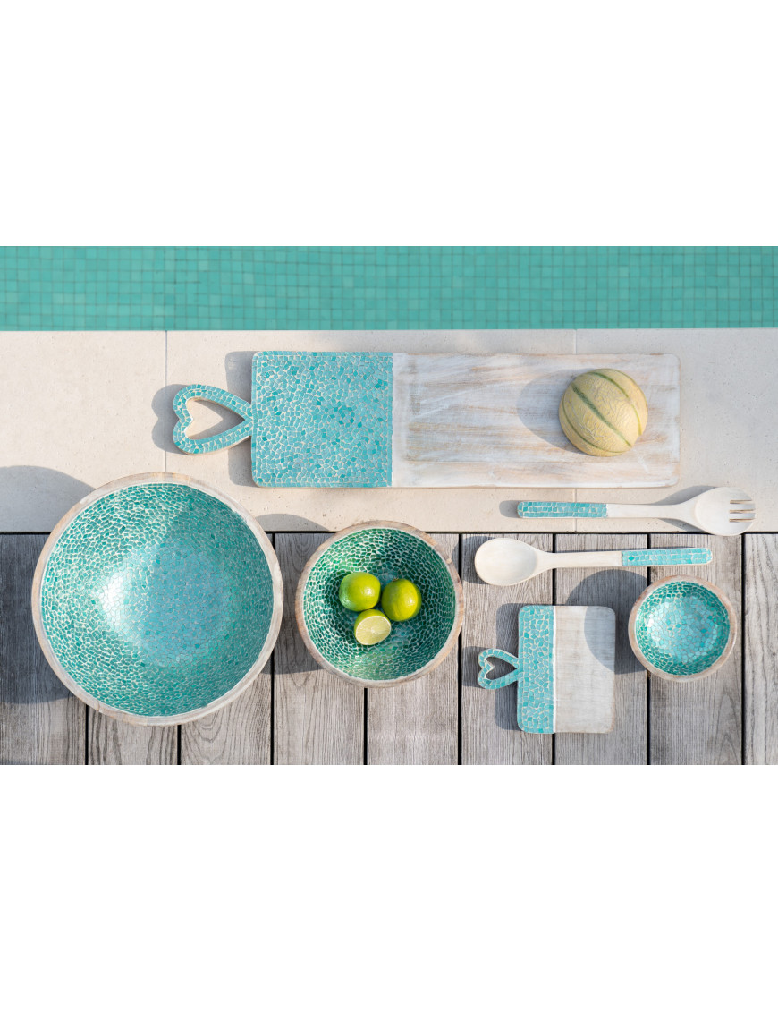 Bol en bois de manguier turquoise