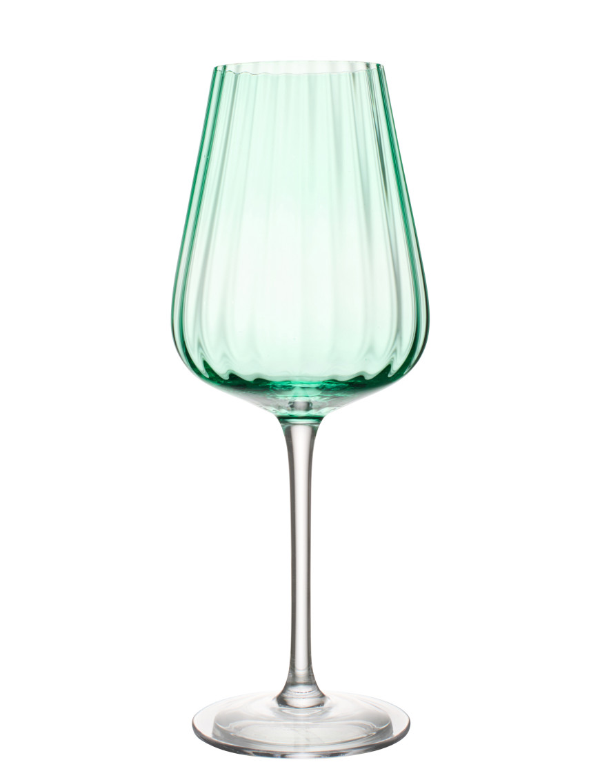 Verre à vin côtelé turquoise