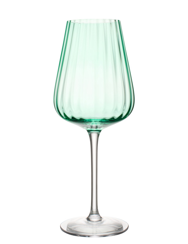 Verre à vin côtelé turquoise