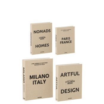Boite livre en tissu écru & noir