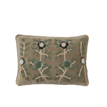 Coussin velours fleurs