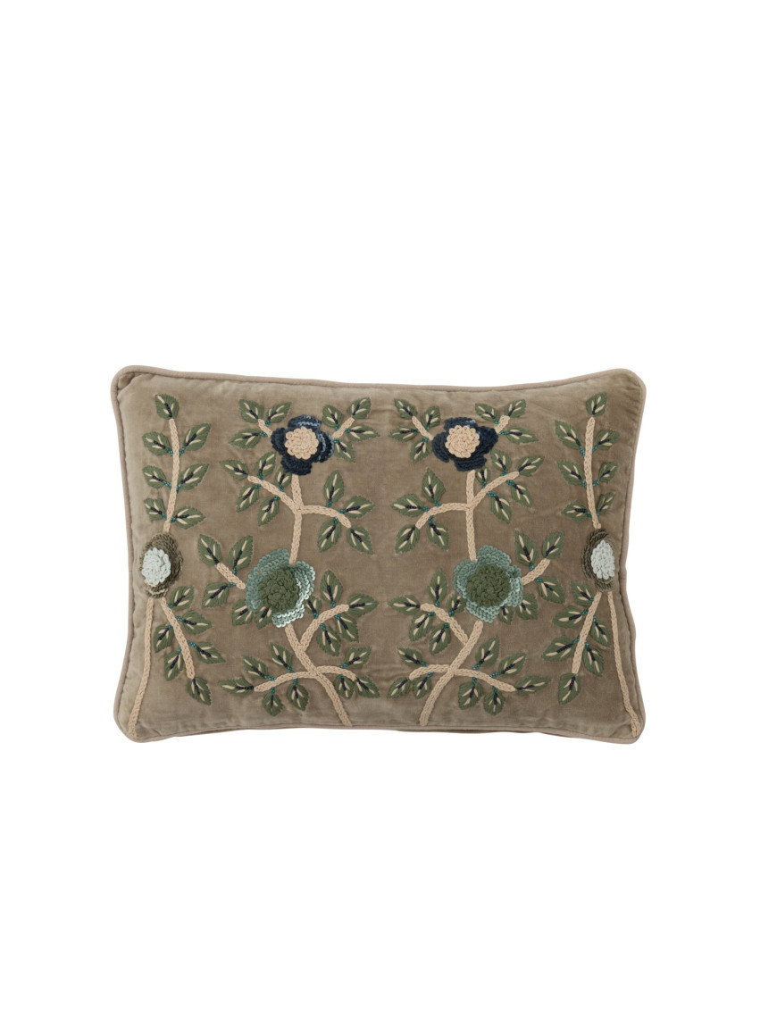 Coussin velours fleurs