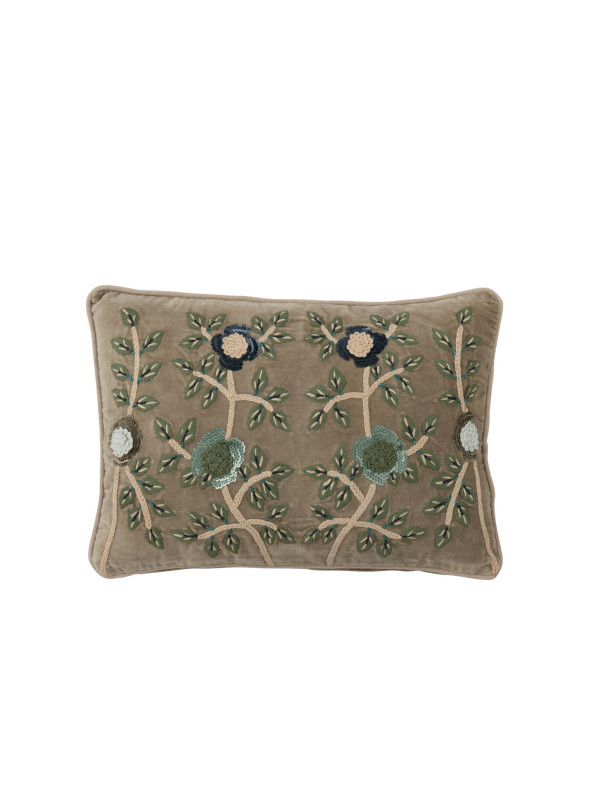 Coussin velours fleurs